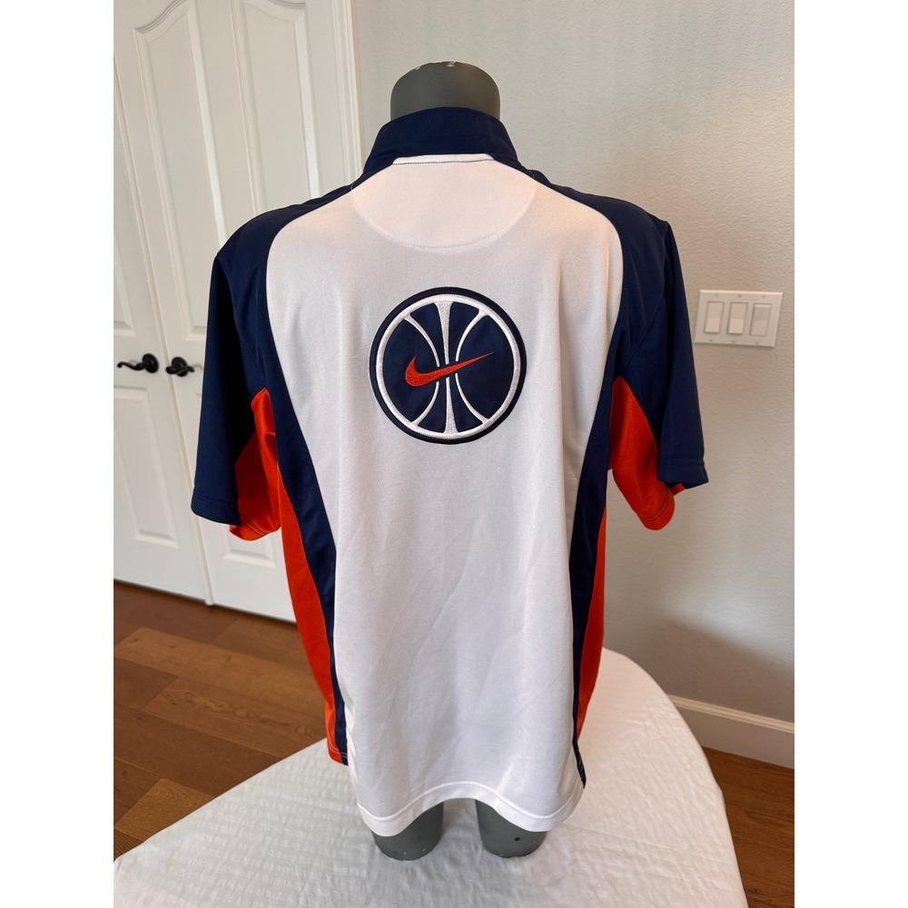 Nike Basketball Shooting Shirt Mens M White Blue Orange Vintage Y2K Full Zip